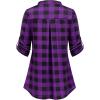 imageNinedaily Womens 34 Sleeve Plaid Shirts Zip Floral Casual Tunic Blouse TopsPurple Plaid