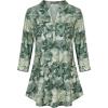 imageNinedaily Womens 34 Sleeve Plaid Shirts Zip Floral Casual Tunic Blouse TopsTie Dye Green