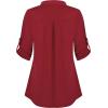 imageNinedaily Womens 34 Sleeve Plaid Shirts Zip Floral Casual Tunic Blouse TopsWine