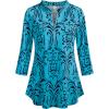 imageNinedaily Womens 34 Sleeve Plaid Shirts Zip Floral Casual Tunic Blouse TopsZturquoise