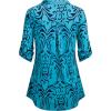 imageNinedaily Womens 34 Sleeve Plaid Shirts Zip Floral Casual Tunic Blouse TopsZturquoise