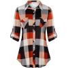 imageNinedaily Womens Plaid Shirt Collared Button Down Blouse 34 Sleeve Tunic TopsOrange