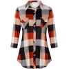 imageNinedaily Womens Plaid Shirt Collared Button Down Blouse 34 Sleeve Tunic TopsOrange