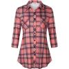 imageNinedaily Womens Plaid Shirt Collared Button Down Blouse 34 Sleeve Tunic TopsPink