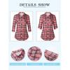 imageNinedaily Womens Plaid Shirt Collared Button Down Blouse 34 Sleeve Tunic TopsPink
