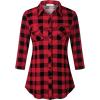 imageNinedaily Womens Plaid Shirt Collared Button Down Blouse 34 Sleeve Tunic TopsRed