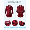 imageNinedaily Womens Plaid Shirt Collared Button Down Blouse 34 Sleeve Tunic TopsRed