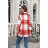 imageNinedaily Womens Plaid Shirt Collared Button Down Blouse 34 Sleeve Tunic TopsRed White