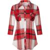 imageNinedaily Womens Plaid Shirt Collared Button Down Blouse 34 Sleeve Tunic TopsRed White
