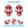 imageNinedaily Womens Plaid Shirt Collared Button Down Blouse 34 Sleeve Tunic TopsRed White