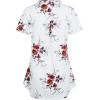 imageNinedaily Womens Summer Tops Short Sleeve Casual Blouse Zip Floral Tunic ShirtsAwhite