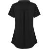 imageNinedaily Womens Summer Tops Short Sleeve Casual Blouse Zip Floral Tunic ShirtsBlack