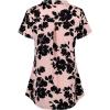 imageNinedaily Womens Summer Tops Short Sleeve Casual Blouse Zip Floral Tunic ShirtsBlack Floral
