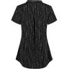 imageNinedaily Womens Summer Tops Short Sleeve Casual Blouse Zip Floral Tunic ShirtsBlack Striped