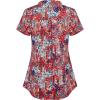 imageNinedaily Womens Summer Tops Short Sleeve Casual Blouse Zip Floral Tunic ShirtsMulticolored