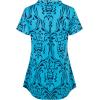 imageNinedaily Womens Summer Tops Short Sleeve Casual Blouse Zip Floral Tunic ShirtsTurquoise
