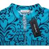 imageNinedaily Womens Summer Tops Short Sleeve Casual Blouse Zip Floral Tunic ShirtsTurquoise