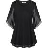 imageNinedaily Womens Tops 34 Sleeve Blouses Dressy Casual Double Layers Mesh Tunic ShirtsBlack