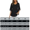 imageNinedaily Womens Tops 34 Sleeve Blouses Dressy Casual Double Layers Mesh Tunic ShirtsBlack