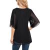 imageNinedaily Womens Tops 34 Sleeve Blouses Dressy Casual Double Layers Mesh Tunic ShirtsBlack