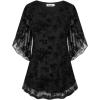 imageNinedaily Womens Tops 34 Sleeve Blouses Dressy Casual Double Layers Mesh Tunic ShirtsBlack Floral