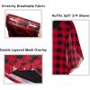 imageNinedaily Womens Tops 34 Sleeve Blouses Dressy Casual Double Layers Mesh Tunic ShirtsBlack Red Plaid