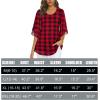imageNinedaily Womens Tops 34 Sleeve Blouses Dressy Casual Double Layers Mesh Tunic ShirtsBlack Red Plaid