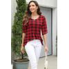 imageNinedaily Womens Tops 34 Sleeve Blouses Dressy Casual Double Layers Mesh Tunic ShirtsBlack Red Plaid