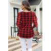imageNinedaily Womens Tops 34 Sleeve Blouses Dressy Casual Double Layers Mesh Tunic ShirtsBlack Red Plaid