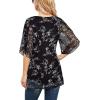 imageNinedaily Womens Tops 34 Sleeve Blouses Dressy Casual Double Layers Mesh Tunic ShirtsBlack White