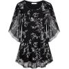 imageNinedaily Womens Tops 34 Sleeve Blouses Dressy Casual Double Layers Mesh Tunic ShirtsBlack White