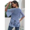 imageNinedaily Womens Tops 34 Sleeve Blouses Dressy Casual Double Layers Mesh Tunic ShirtsBlue Floral