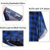 imageNinedaily Womens Tops 34 Sleeve Blouses Dressy Casual Double Layers Mesh Tunic ShirtsBlue Plaid