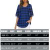 imageNinedaily Womens Tops 34 Sleeve Blouses Dressy Casual Double Layers Mesh Tunic ShirtsBlue Plaid
