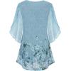 imageNinedaily Womens Tops 34 Sleeve Blouses Dressy Casual Double Layers Mesh Tunic ShirtsCyan