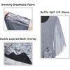 imageNinedaily Womens Tops 34 Sleeve Blouses Dressy Casual Double Layers Mesh Tunic ShirtsGray Floral