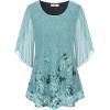 imageNinedaily Womens Tops 34 Sleeve Blouses Dressy Casual Double Layers Mesh Tunic ShirtsLight Green