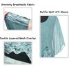 imageNinedaily Womens Tops 34 Sleeve Blouses Dressy Casual Double Layers Mesh Tunic ShirtsLight Green