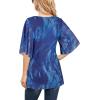 imageNinedaily Womens Tops 34 Sleeve Blouses Dressy Casual Double Layers Mesh Tunic ShirtsNavy Floral