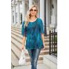 imageNinedaily Womens Tops 34 Sleeve Blouses Dressy Casual Double Layers Mesh Tunic ShirtsPeacock Blue