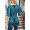 imageNinedaily Womens Tops 34 Sleeve Blouses Dressy Casual Double Layers Mesh Tunic ShirtsPeacock Blue