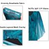 imageNinedaily Womens Tops 34 Sleeve Blouses Dressy Casual Double Layers Mesh Tunic ShirtsPeacock Blue