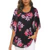 imageNinedaily Womens Tops 34 Sleeve Blouses Dressy Casual Double Layers Mesh Tunic ShirtsPink Black