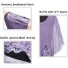 imageNinedaily Womens Tops 34 Sleeve Blouses Dressy Casual Double Layers Mesh Tunic ShirtsPurple