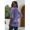 imageNinedaily Womens Tops 34 Sleeve Blouses Dressy Casual Double Layers Mesh Tunic ShirtsPurple