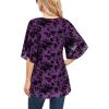 imageNinedaily Womens Tops 34 Sleeve Blouses Dressy Casual Double Layers Mesh Tunic ShirtsPurple Floral