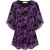 imageNinedaily Womens Tops 34 Sleeve Blouses Dressy Casual Double Layers Mesh Tunic ShirtsPurple Floral