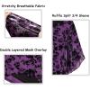 imageNinedaily Womens Tops 34 Sleeve Blouses Dressy Casual Double Layers Mesh Tunic ShirtsPurple Floral