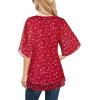 imageNinedaily Womens Tops 34 Sleeve Blouses Dressy Casual Double Layers Mesh Tunic ShirtsRed Floral