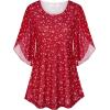 imageNinedaily Womens Tops 34 Sleeve Blouses Dressy Casual Double Layers Mesh Tunic ShirtsRed Floral